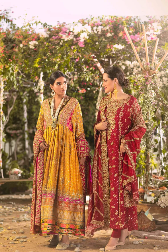 Maroon Bridal Long Kameez Set 2